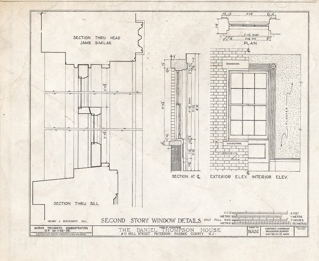 Blueprint HABS NJ,16-PAT,5- (Sheet 10 of 15) - Daniel Thompson House, 11 Mill Street, Paterson, Passaic County, NJ