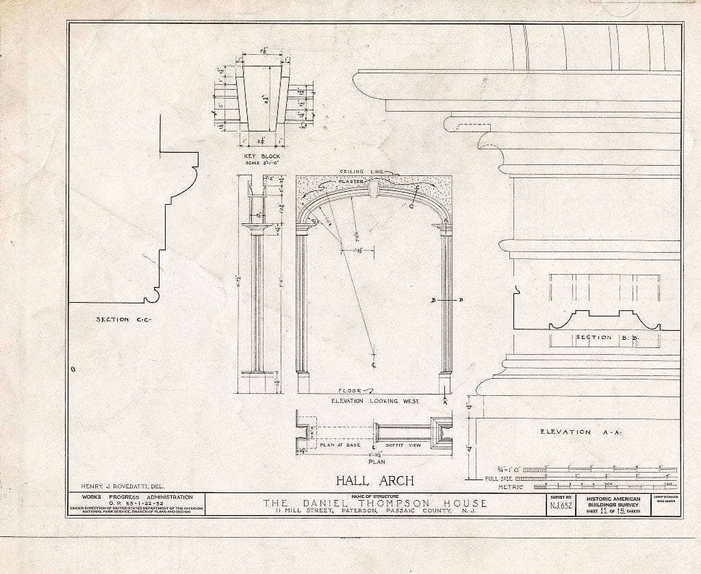 Blueprint HABS NJ,16-PAT,5- (Sheet 11 of 15) - Daniel Thompson House, 11 Mill Street, Paterson, Passaic County, NJ