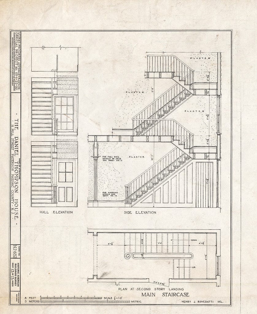 Blueprint HABS NJ,16-PAT,5- (Sheet 13 of 15) - Daniel Thompson House, 11 Mill Street, Paterson, Passaic County, NJ