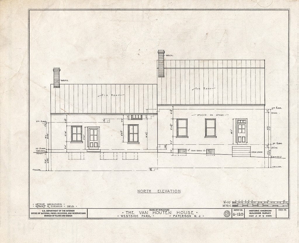 Blueprint HABS NJ,16-PAT,1- (Sheet 5 of 9) - Van Houten House, Totowa Avenue, Paterson, Passaic County, NJ