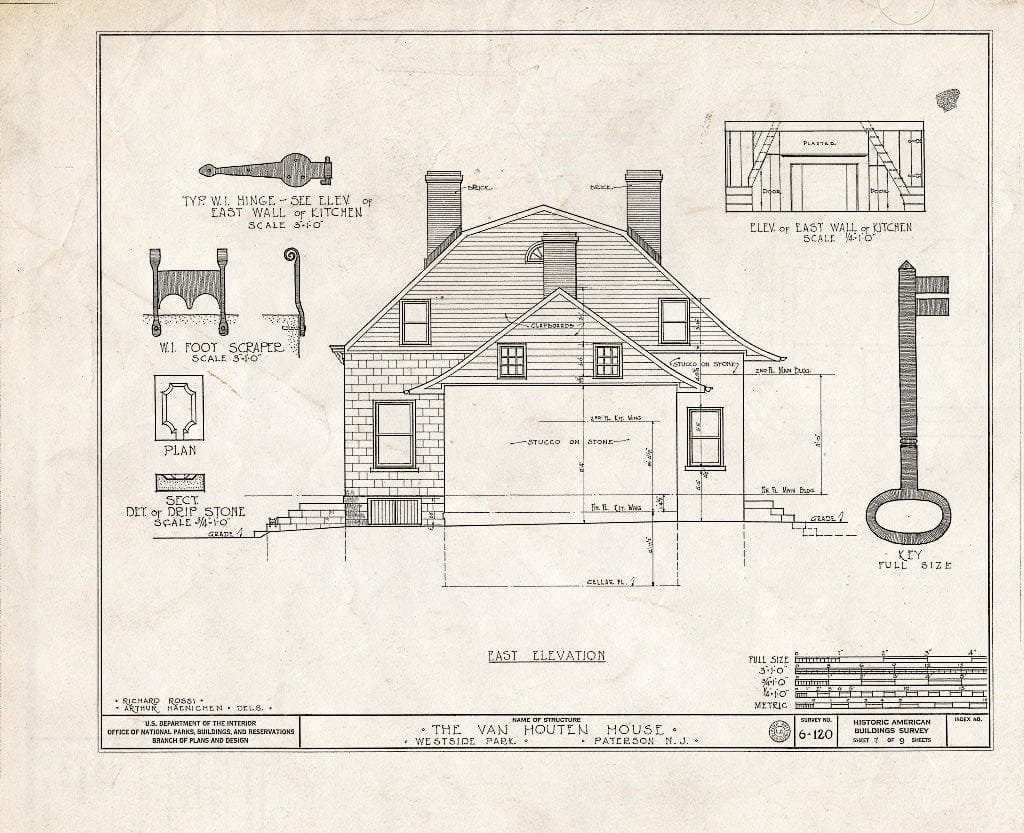 Blueprint HABS NJ,16-PAT,1- (Sheet 7 of 9) - Van Houten House, Totowa Avenue, Paterson, Passaic County, NJ