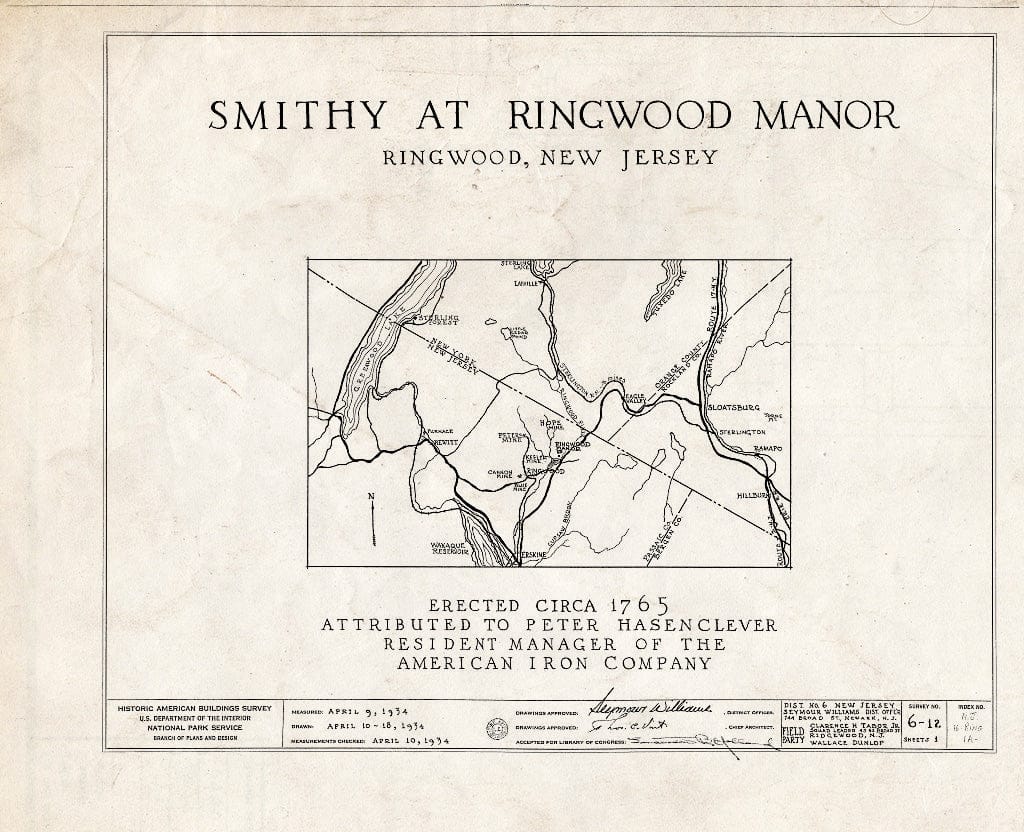 Blueprint HABS NJ,16-Ring,1A- (Sheet 0 of 1) - Ringwood Manor, Smithy, Ringwood, Passaic County, NJ