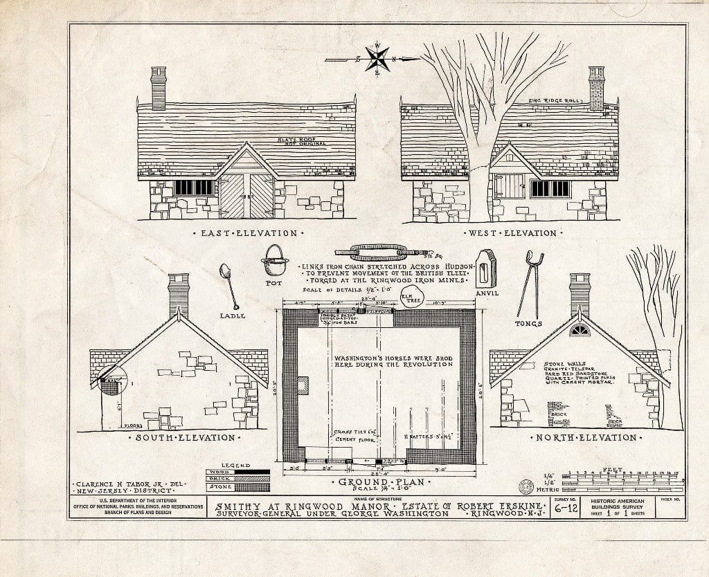 Blueprint HABS NJ,16-Ring,1A- (Sheet 1 of 1) - Ringwood Manor, Smithy, Ringwood, Passaic County, NJ