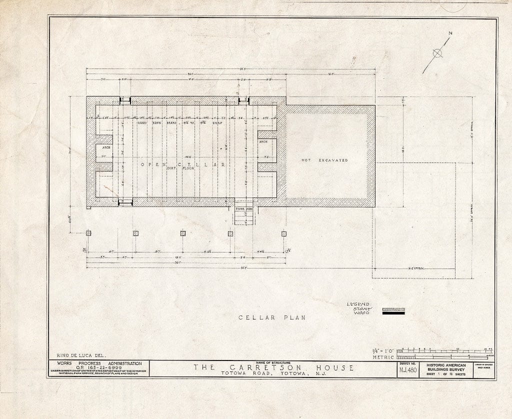 Blueprint HABS NJ,16-TOTO,1- (Sheet 1 of 12) - Van Allen-Garretson House, Totowa Road, Totowa, Passaic County, NJ
