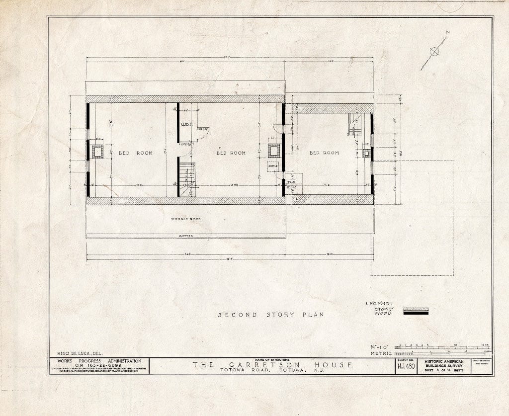 Blueprint HABS NJ,16-TOTO,1- (Sheet 3 of 12) - Van Allen-Garretson House, Totowa Road, Totowa, Passaic County, NJ