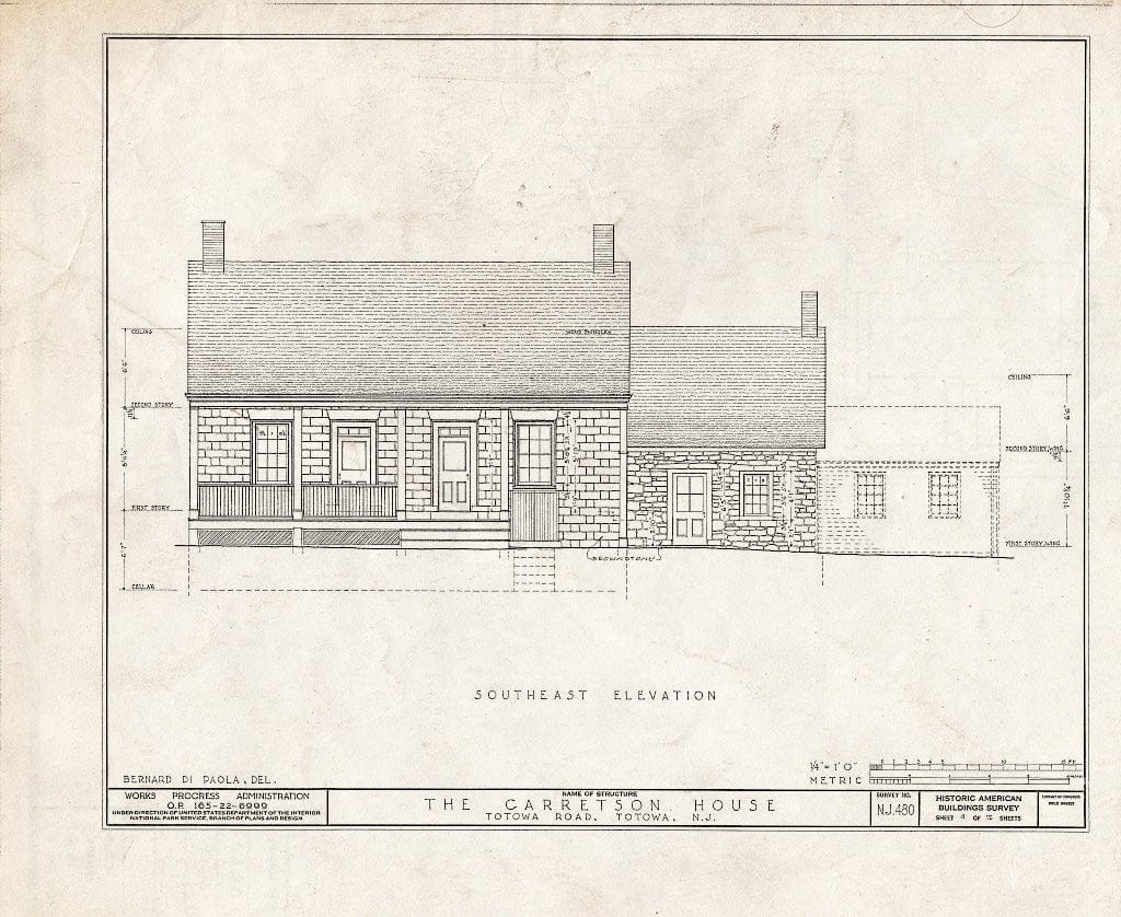 Blueprint HABS NJ,16-TOTO,1- (Sheet 4 of 12) - Van Allen-Garretson House, Totowa Road, Totowa, Passaic County, NJ