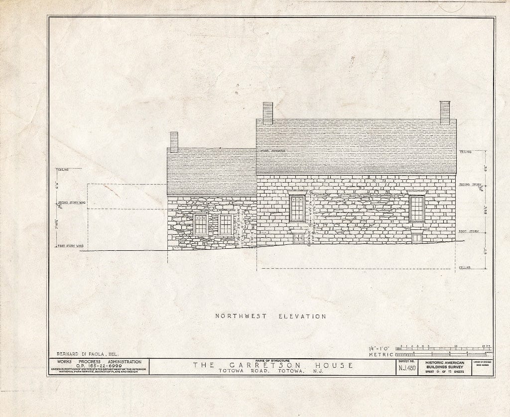 Blueprint HABS NJ,16-TOTO,1- (Sheet 6 of 12) - Van Allen-Garretson House, Totowa Road, Totowa, Passaic County, NJ