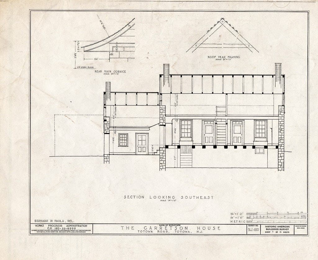 Blueprint HABS NJ,16-TOTO,1- (Sheet 7 of 12) - Van Allen-Garretson House, Totowa Road, Totowa, Passaic County, NJ