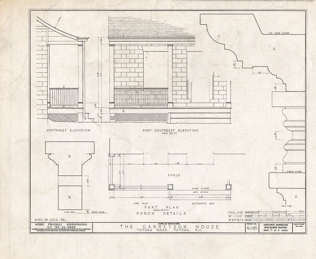Blueprint HABS NJ,16-TOTO,1- (Sheet 8 of 12) - Van Allen-Garretson House, Totowa Road, Totowa, Passaic County, NJ