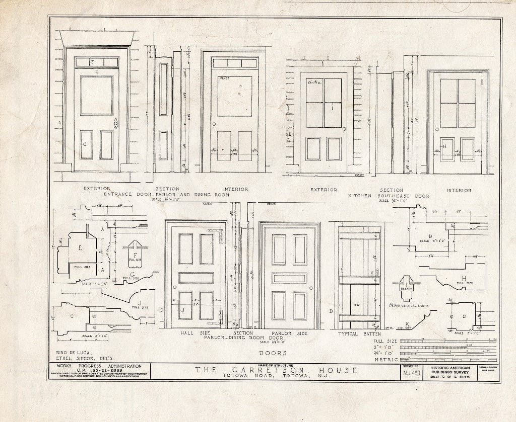 Blueprint HABS NJ,16-TOTO,1- (Sheet 10 of 12) - Van Allen-Garretson House, Totowa Road, Totowa, Passaic County, NJ