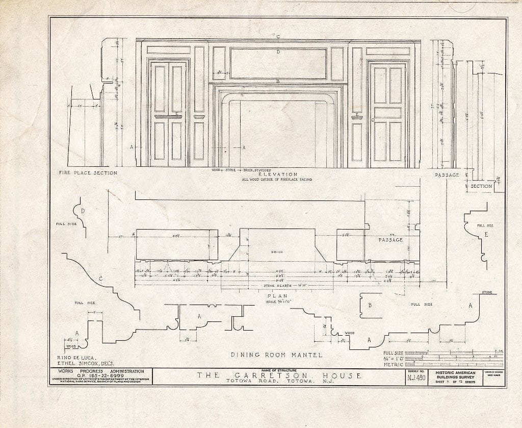 Blueprint HABS NJ,16-TOTO,1- (Sheet 11 of 12) - Van Allen-Garretson House, Totowa Road, Totowa, Passaic County, NJ