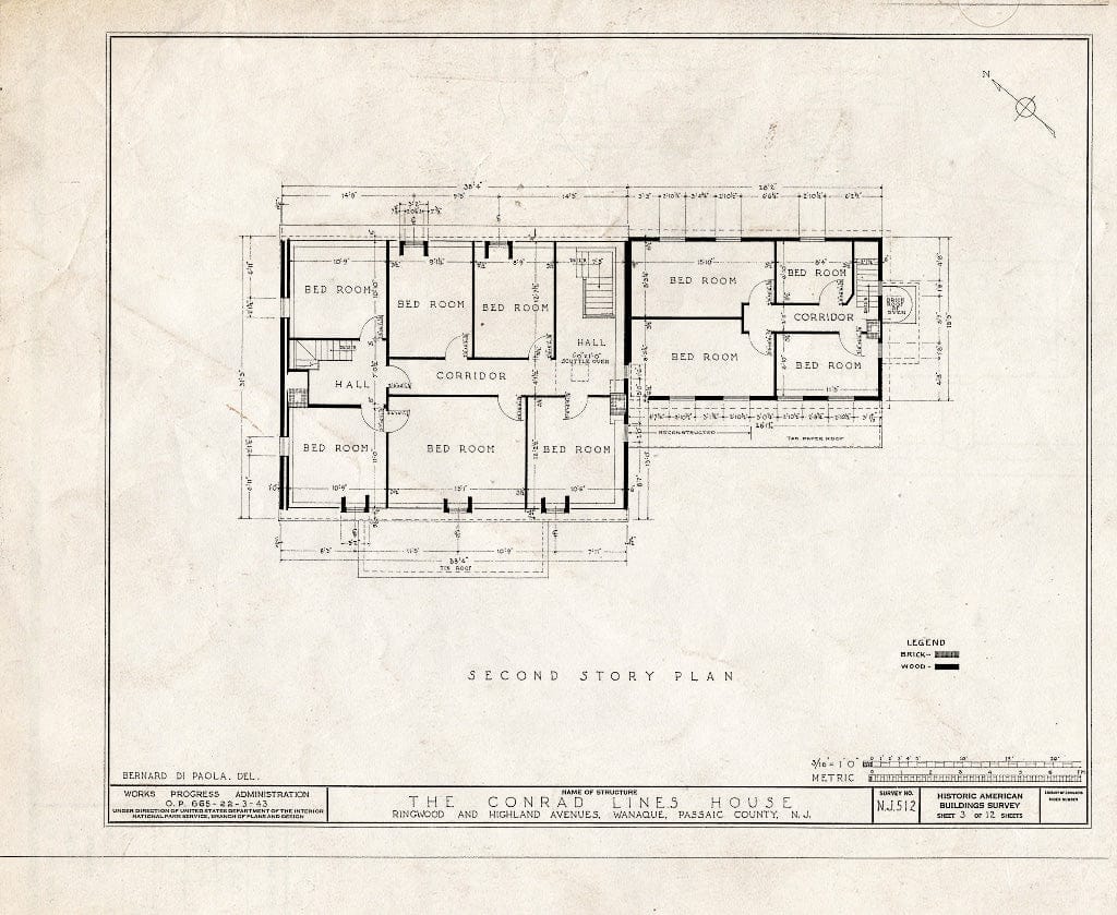 Blueprint HABS NJ,16-WANA,1- (Sheet 3 of 12) - Conrad Lines House, Ringwood & Highland Avenues, Wanaque, Passaic County, NJ
