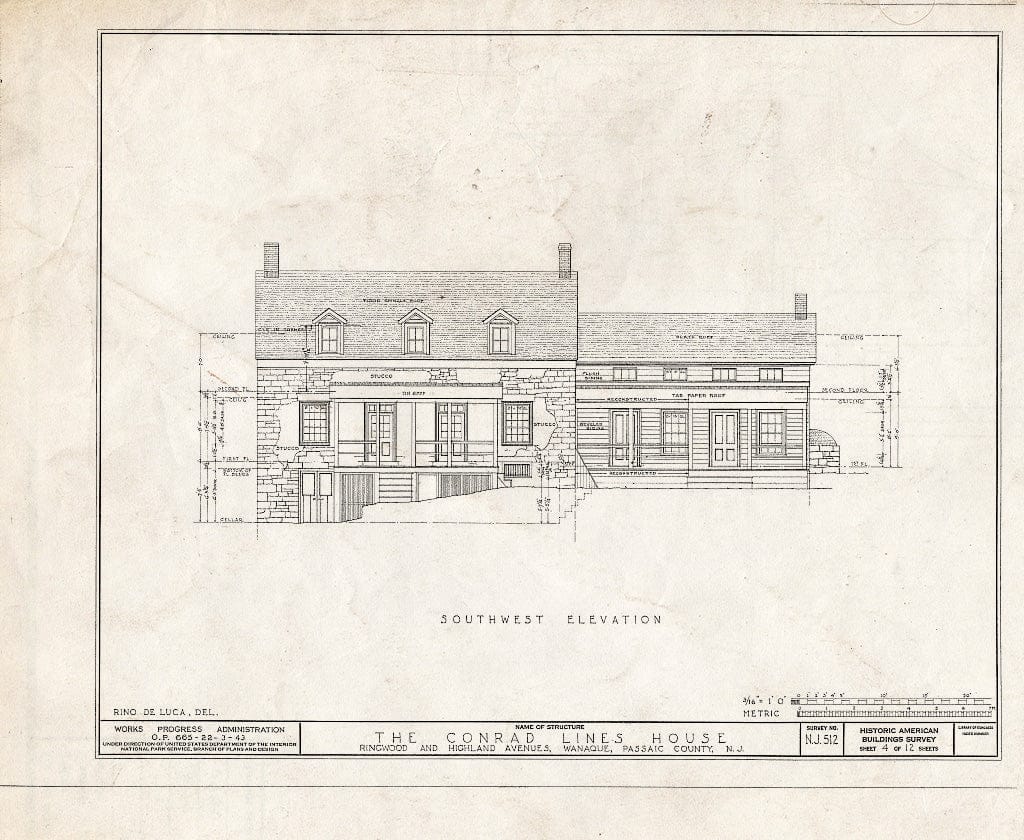 Blueprint HABS NJ,16-WANA,1- (Sheet 4 of 12) - Conrad Lines House, Ringwood & Highland Avenues, Wanaque, Passaic County, NJ