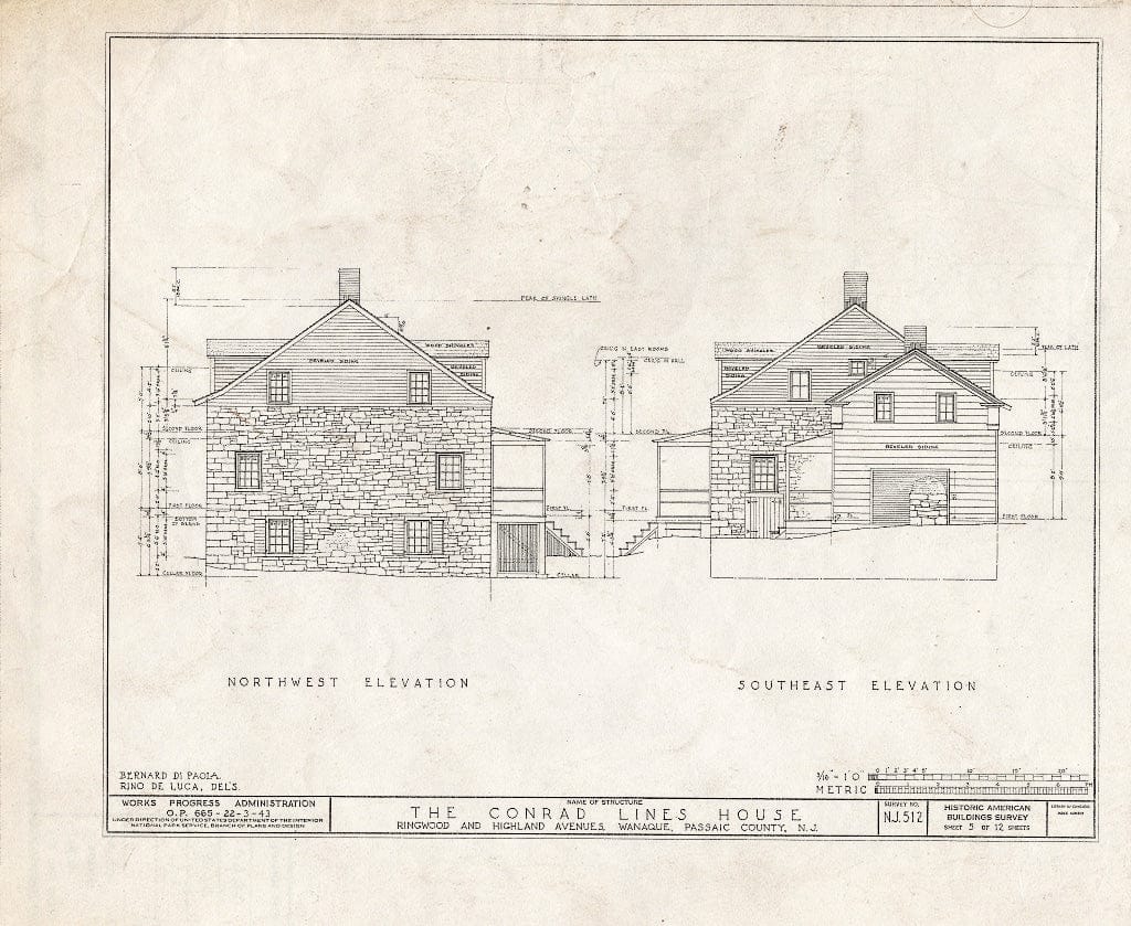 Blueprint HABS NJ,16-WANA,1- (Sheet 5 of 12) - Conrad Lines House, Ringwood & Highland Avenues, Wanaque, Passaic County, NJ