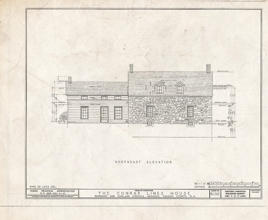 Blueprint HABS NJ,16-WANA,1- (Sheet 6 of 12) - Conrad Lines House, Ringwood & Highland Avenues, Wanaque, Passaic County, NJ