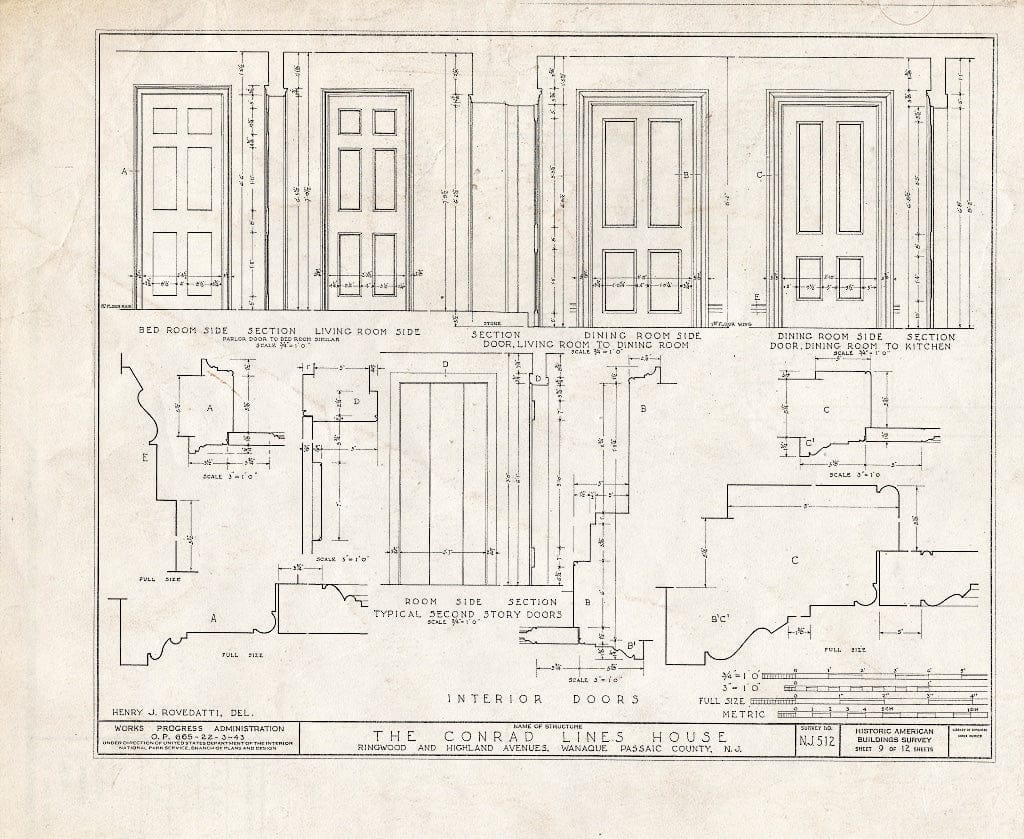 Blueprint HABS NJ,16-WANA,1- (Sheet 9 of 12) - Conrad Lines House, Ringwood & Highland Avenues, Wanaque, Passaic County, NJ