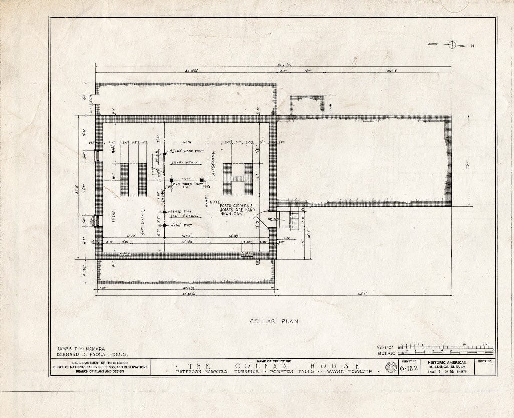 Blueprint HABS NJ,16-POMLA.V,1- (Sheet 1 of 16) - Schuyler-Colfax House, Paterson-Hamburg Turnpike, Pompton, Passaic County, NJ