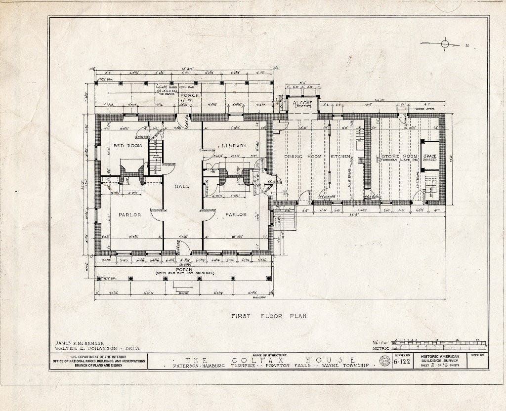 Blueprint HABS NJ,16-POMLA.V,1- (Sheet 2 of 16) - Schuyler-Colfax House, Paterson-Hamburg Turnpike, Pompton, Passaic County, NJ