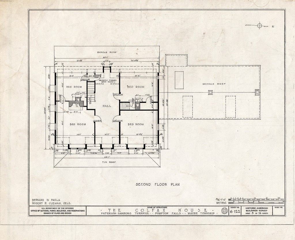Blueprint HABS NJ,16-POMLA.V,1- (Sheet 3 of 16) - Schuyler-Colfax House, Paterson-Hamburg Turnpike, Pompton, Passaic County, NJ