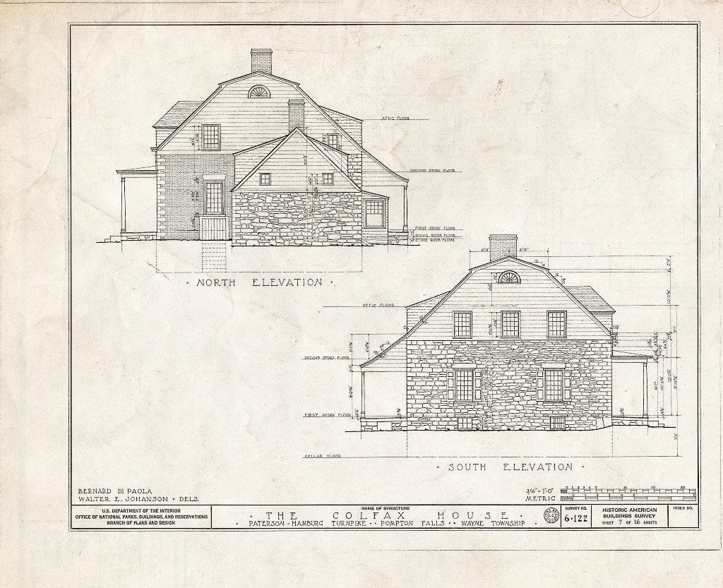 Blueprint HABS NJ,16-POMLA.V,1- (Sheet 7 of 16) - Schuyler-Colfax House, Paterson-Hamburg Turnpike, Pompton, Passaic County, NJ