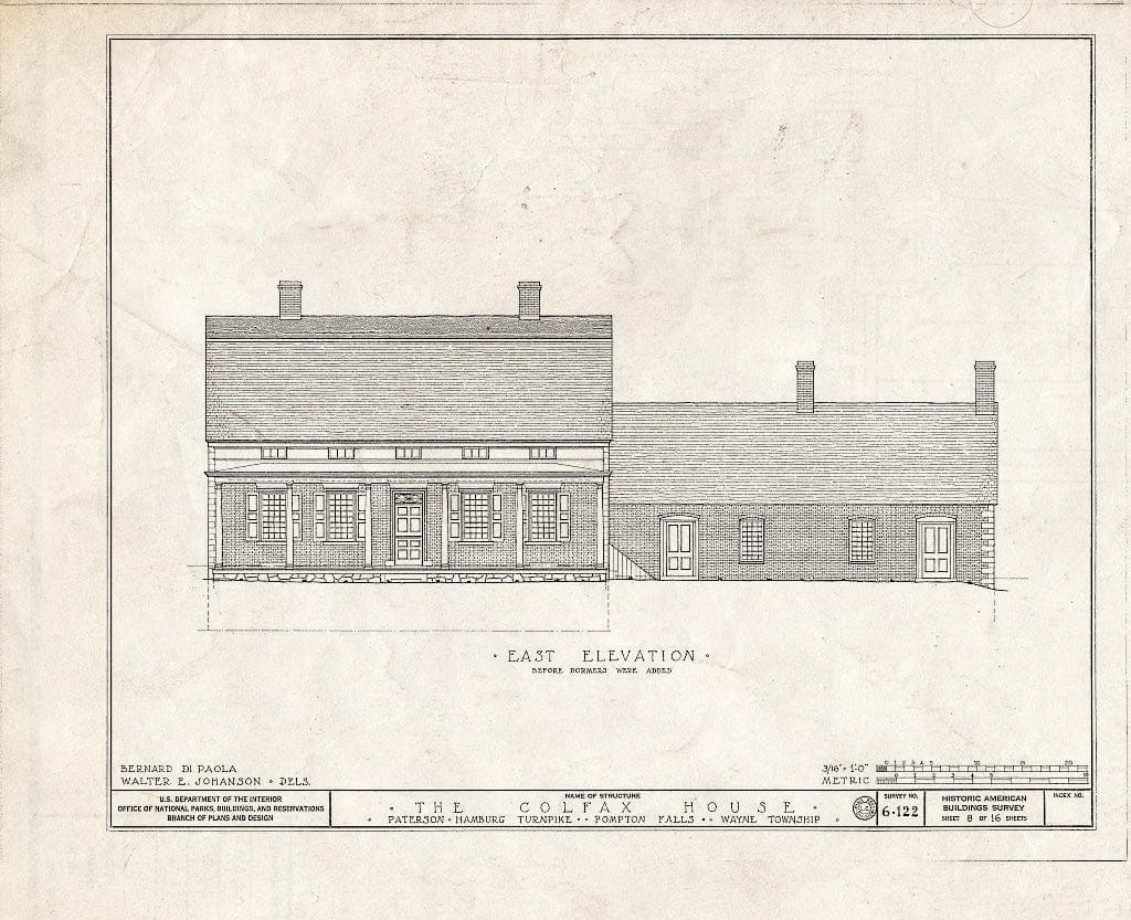 Blueprint HABS NJ,16-POMLA.V,1- (Sheet 8 of 16) - Schuyler-Colfax House, Paterson-Hamburg Turnpike, Pompton, Passaic County, NJ