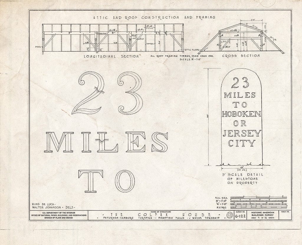 Blueprint HABS NJ,16-POMLA.V,1- (Sheet 9 of 16) - Schuyler-Colfax House, Paterson-Hamburg Turnpike, Pompton, Passaic County, NJ