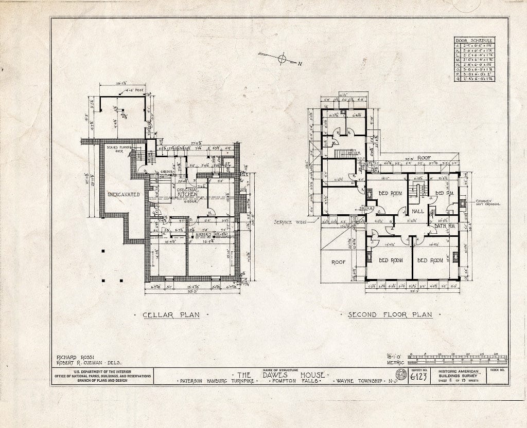 Blueprint HABS NJ,16-POMLA.V,2- (Sheet 2 of 13) - Colfax-Dawes House, Paterson-Hamburg Turnpike, Pompton, Passaic County, NJ