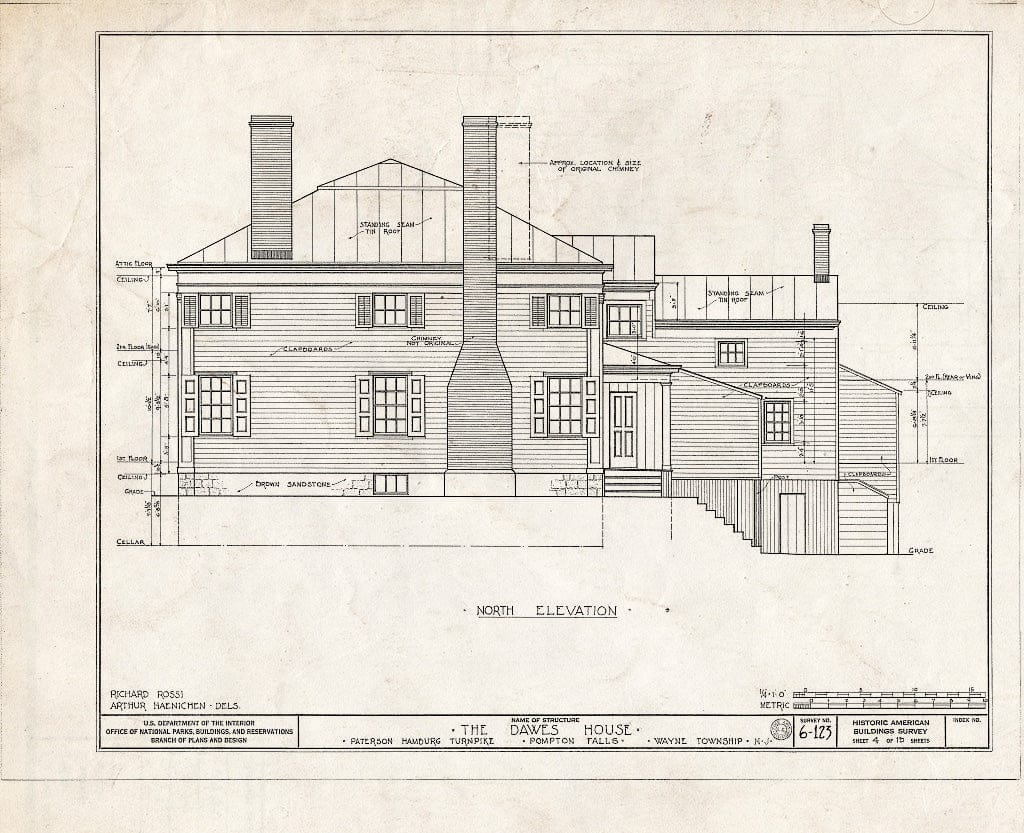 Blueprint HABS NJ,16-POMLA.V,2- (Sheet 4 of 13) - Colfax-Dawes House, Paterson-Hamburg Turnpike, Pompton, Passaic County, NJ