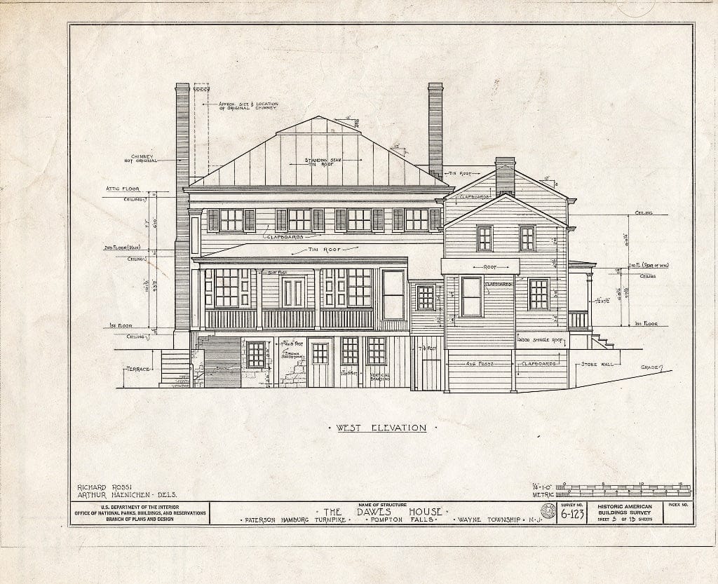 Blueprint HABS NJ,16-POMLA.V,2- (Sheet 5 of 13) - Colfax-Dawes House, Paterson-Hamburg Turnpike, Pompton, Passaic County, NJ