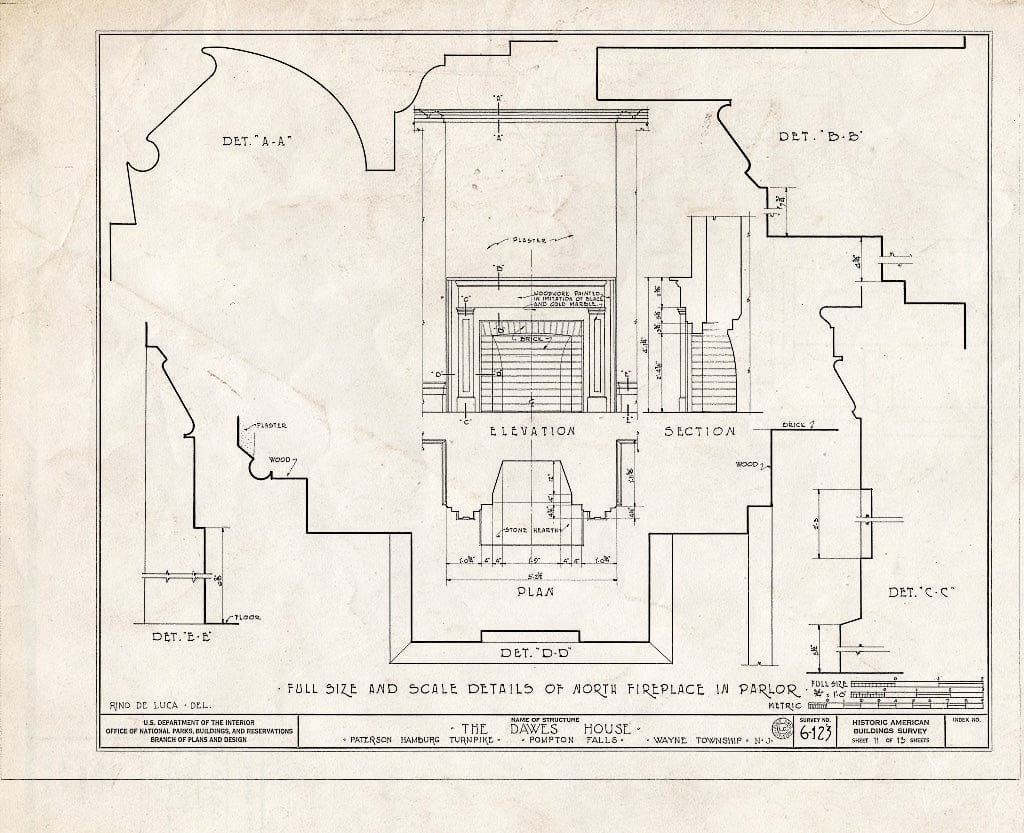 Blueprint HABS NJ,16-POMLA.V,2- (Sheet 11 of 13) - Colfax-Dawes House, Paterson-Hamburg Turnpike, Pompton, Passaic County, NJ