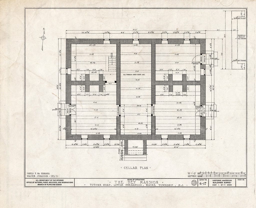 Blueprint HABS NJ,16-PREK,1- (Sheet 1 of 26) - Dey Mansion, 199 Totowa Road, Preakness, Passaic County, NJ