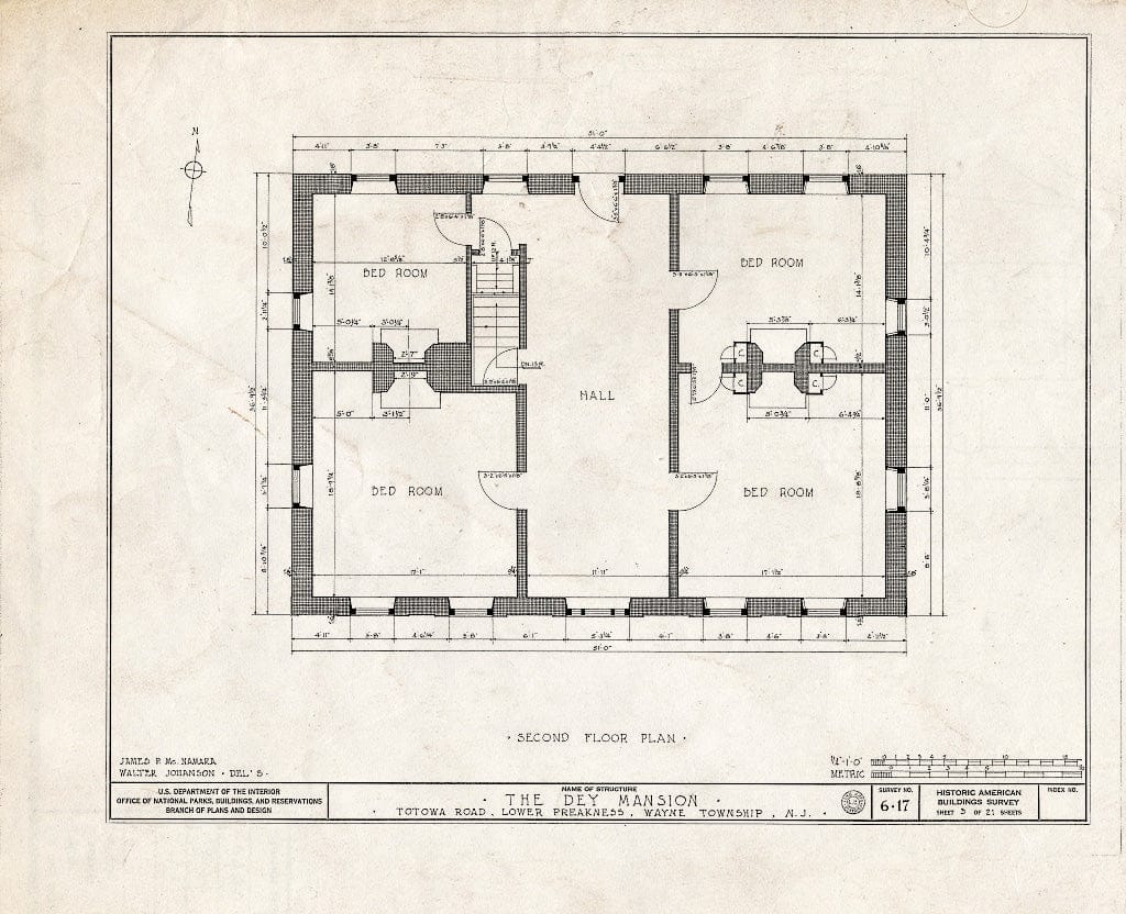 Blueprint HABS NJ,16-PREK,1- (Sheet 3 of 26) - Dey Mansion, 199 Totowa Road, Preakness, Passaic County, NJ
