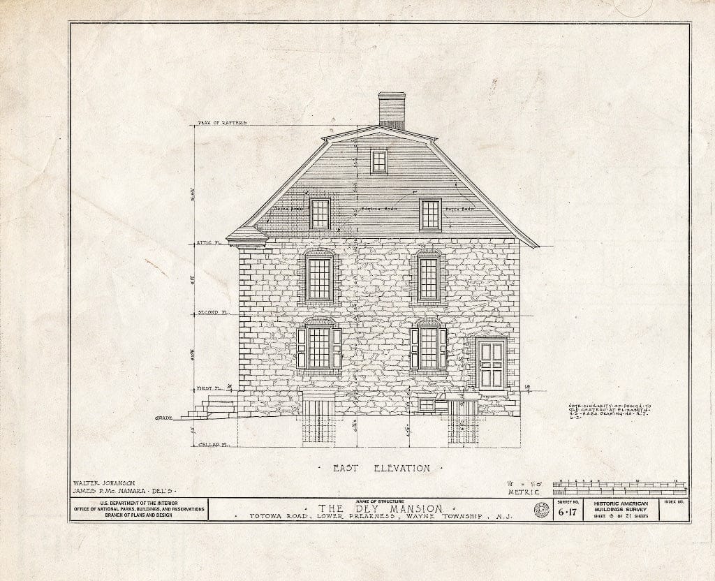 Blueprint HABS NJ,16-PREK,1- (Sheet 6 of 26) - Dey Mansion, 199 Totowa Road, Preakness, Passaic County, NJ