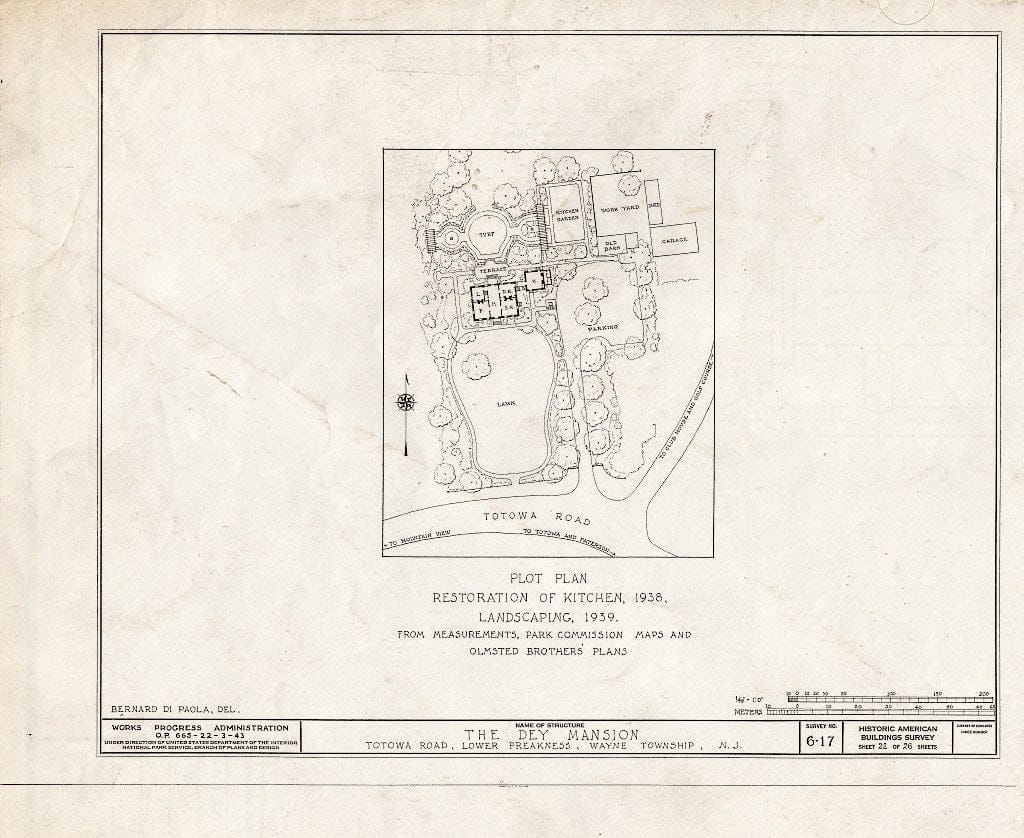 Blueprint HABS NJ,16-PREK,1- (Sheet 22 of 26) - Dey Mansion, 199 Totowa Road, Preakness, Passaic County, NJ