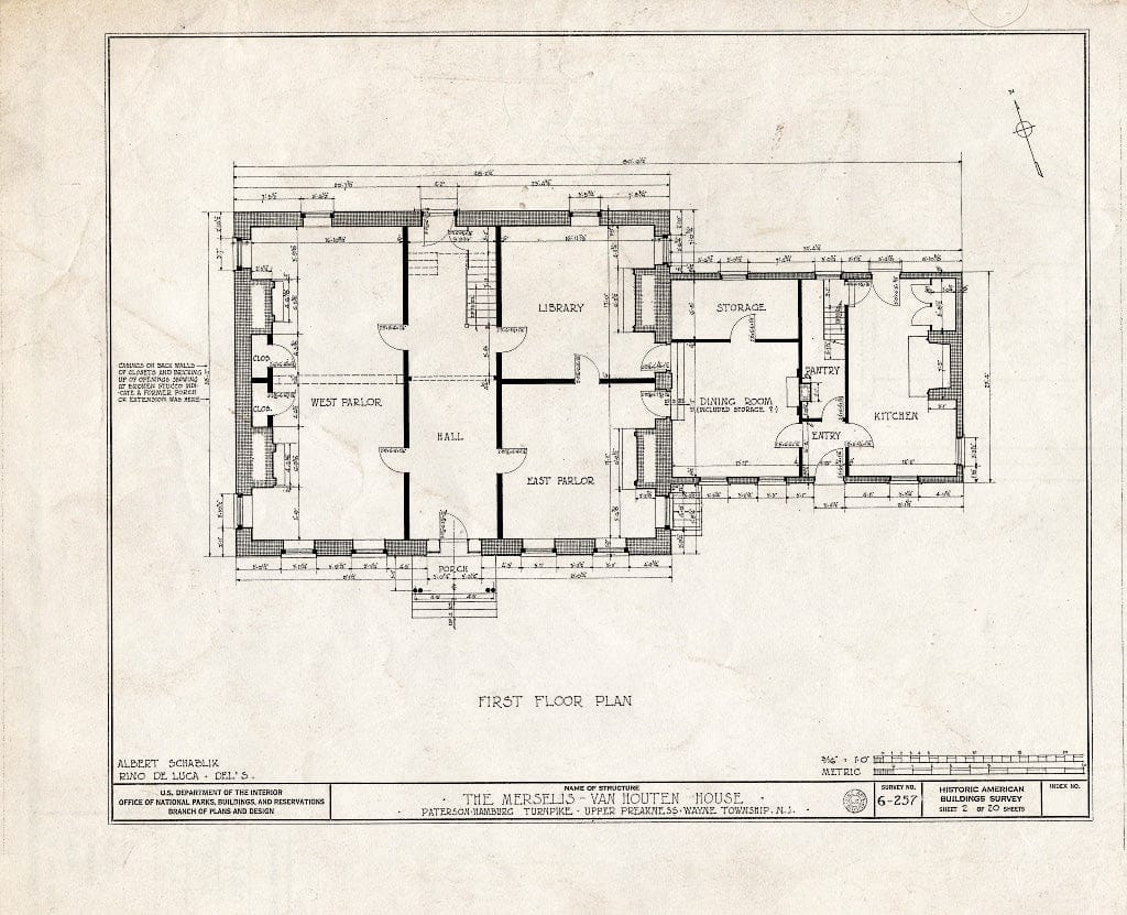 Blueprint HABS NJ,16-POMLA.V,3- (Sheet 2 of 20) - Merselis-Van Houten House, Paterson-Hamburg Pike, Preakness, Passaic County, NJ