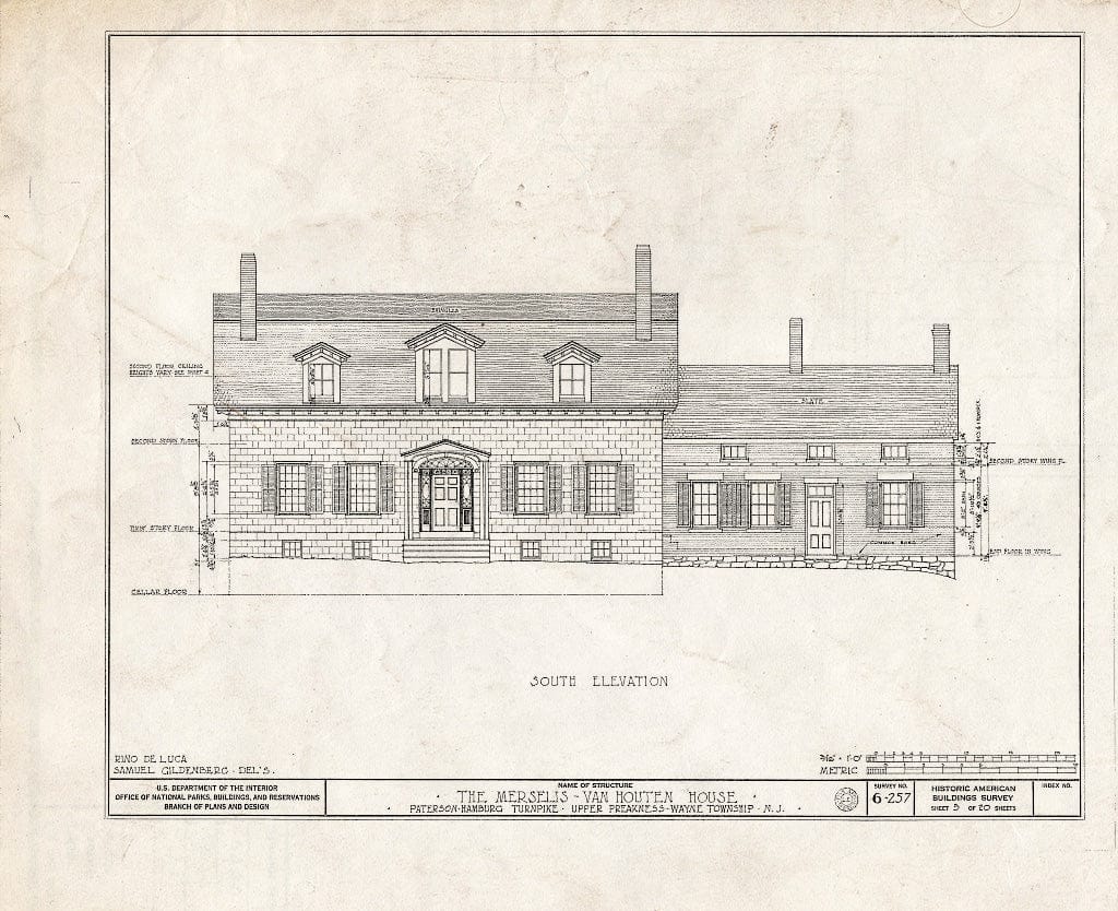 Blueprint HABS NJ,16-POMLA.V,3- (Sheet 5 of 20) - Merselis-Van Houten House, Paterson-Hamburg Pike, Preakness, Passaic County, NJ