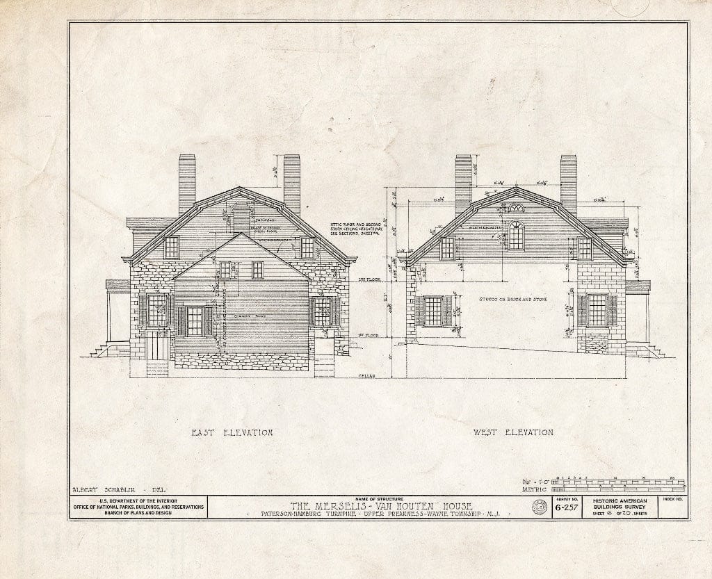 Blueprint HABS NJ,16-POMLA.V,3- (Sheet 6 of 20) - Merselis-Van Houten House, Paterson-Hamburg Pike, Preakness, Passaic County, NJ