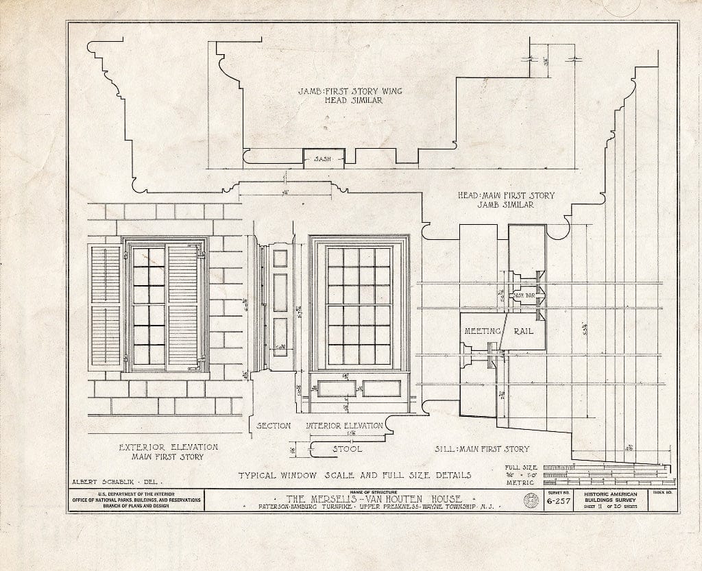 Blueprint HABS NJ,16-POMLA.V,3- (Sheet 11 of 20) - Merselis-Van Houten House, Paterson-Hamburg Pike, Preakness, Passaic County, NJ