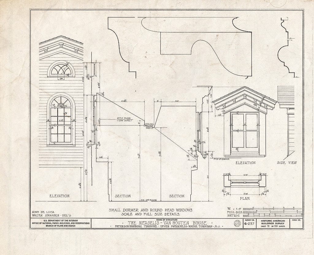 Blueprint HABS NJ,16-POMLA.V,3- (Sheet 12 of 20) - Merselis-Van Houten House, Paterson-Hamburg Pike, Preakness, Passaic County, NJ