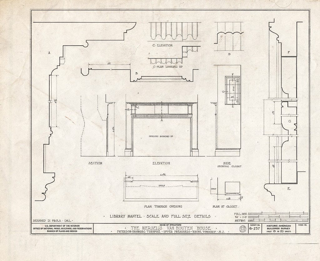 Blueprint HABS NJ,16-POMLA.V,3- (Sheet 18 of 20) - Merselis-Van Houten House, Paterson-Hamburg Pike, Preakness, Passaic County, NJ