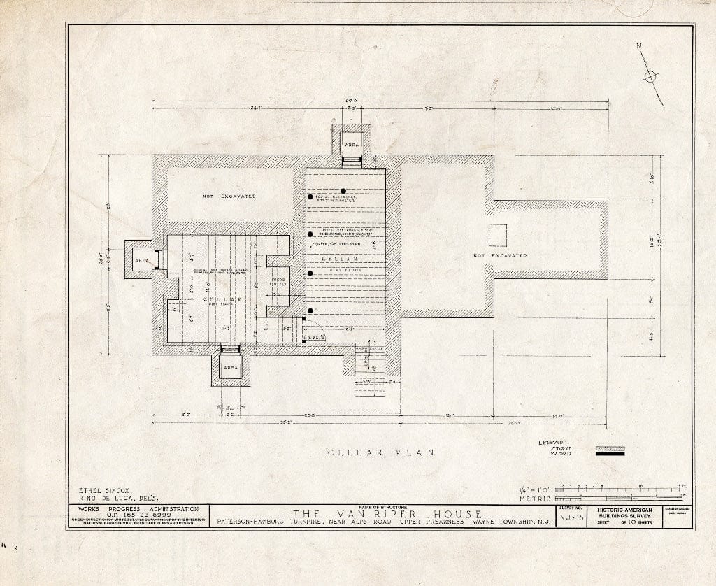 Blueprint HABS NJ,16-PAT.V,1- (Sheet 1 of 10) - Van Riper House, Paterson, Passaic County, NJ