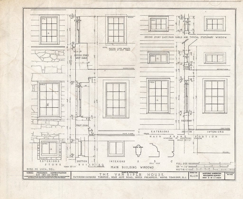 Blueprint HABS NJ,16-PAT.V,1- (Sheet 8 of 10) - Van Riper House, Paterson, Passaic County, NJ