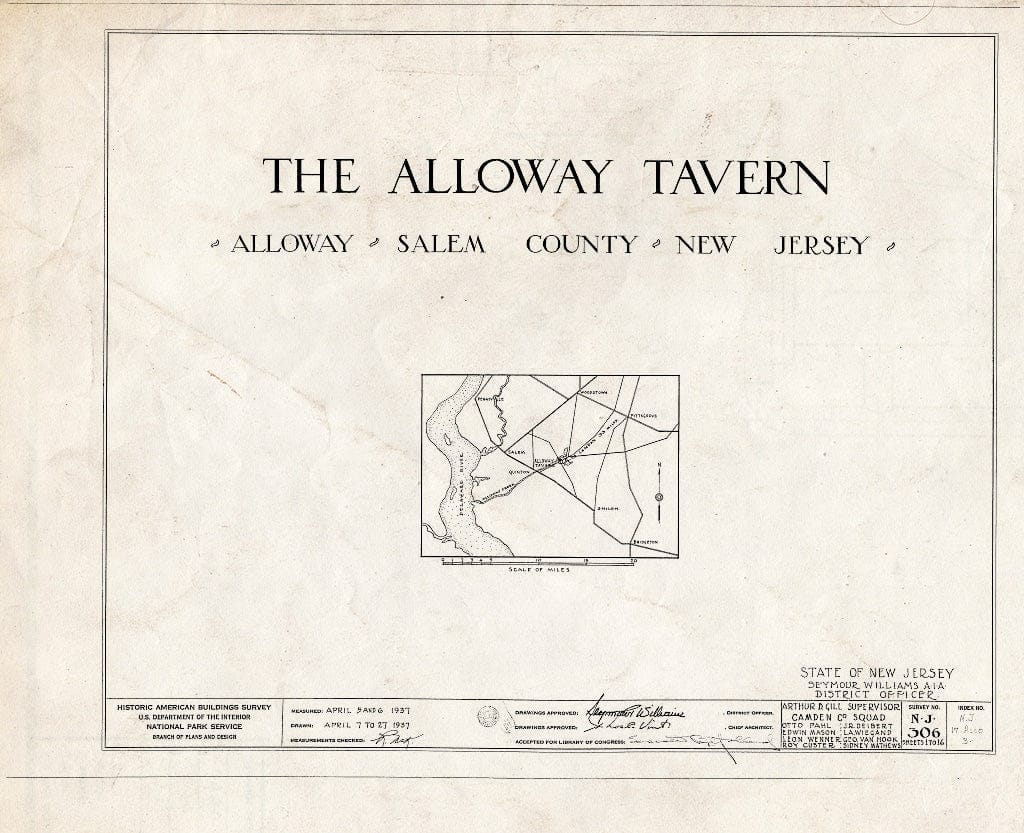 Blueprint HABS NJ,17-ALLO,3- (Sheet 0 of 16) - Alloway Tavern, Main & Greenwich Streets, Alloway, Salem County, NJ