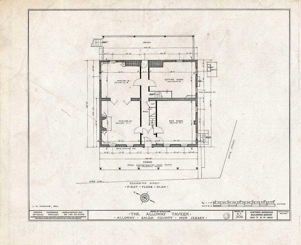 Blueprint HABS NJ,17-ALLO,3- (Sheet 2 of 16) - Alloway Tavern, Main & Greenwich Streets, Alloway, Salem County, NJ