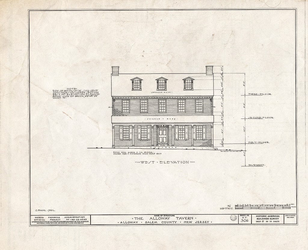 Blueprint HABS NJ,17-ALLO,3- (Sheet 5 of 16) - Alloway Tavern, Main & Greenwich Streets, Alloway, Salem County, NJ