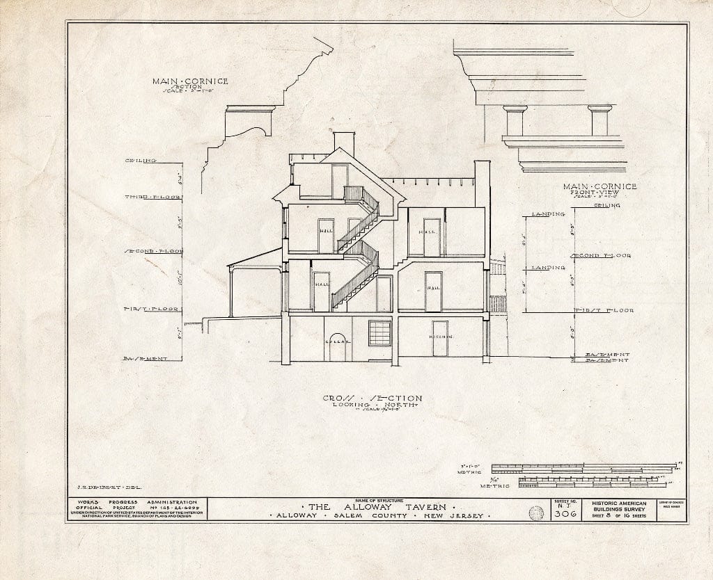 Blueprint HABS NJ,17-ALLO,3- (Sheet 8 of 16) - Alloway Tavern, Main & Greenwich Streets, Alloway, Salem County, NJ
