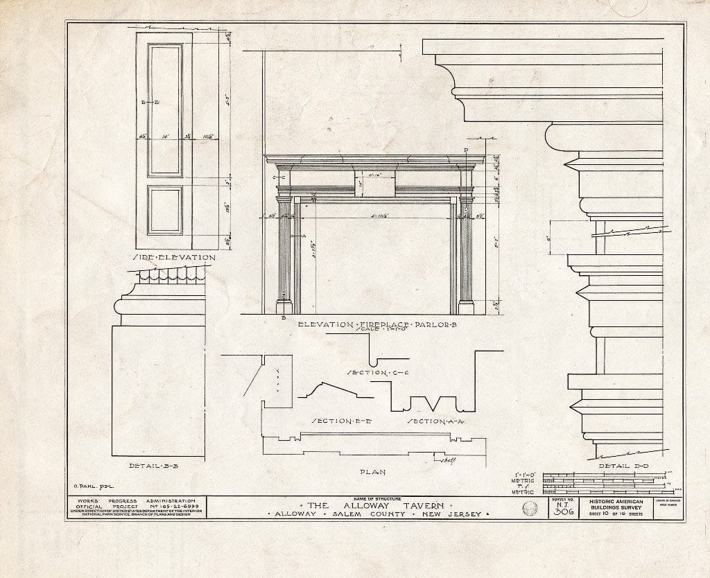 Blueprint HABS NJ,17-ALLO,3- (Sheet 10 of 16) - Alloway Tavern, Main & Greenwich Streets, Alloway, Salem County, NJ