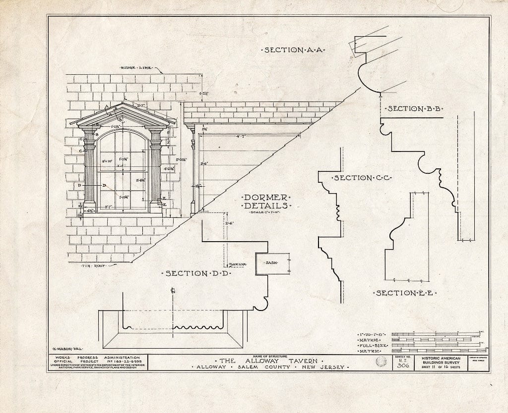 Blueprint HABS NJ,17-ALLO,3- (Sheet 11 of 16) - Alloway Tavern, Main & Greenwich Streets, Alloway, Salem County, NJ