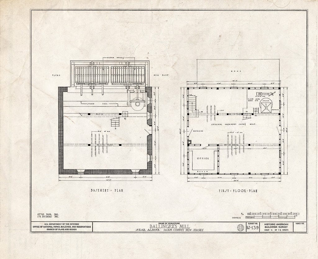 Blueprint HABS NJ,17-ALD.V,1- (Sheet 2 of 12) - Newkirk-Ballingers Mill & Houses, Tonard Road, Aldine, Salem County, NJ