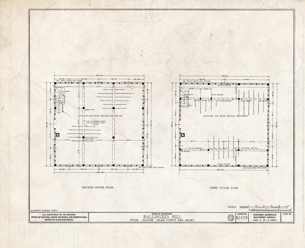 Blueprint HABS NJ,17-ALD.V,1- (Sheet 3 of 12) - Newkirk-Ballingers Mill & Houses, Tonard Road, Aldine, Salem County, NJ